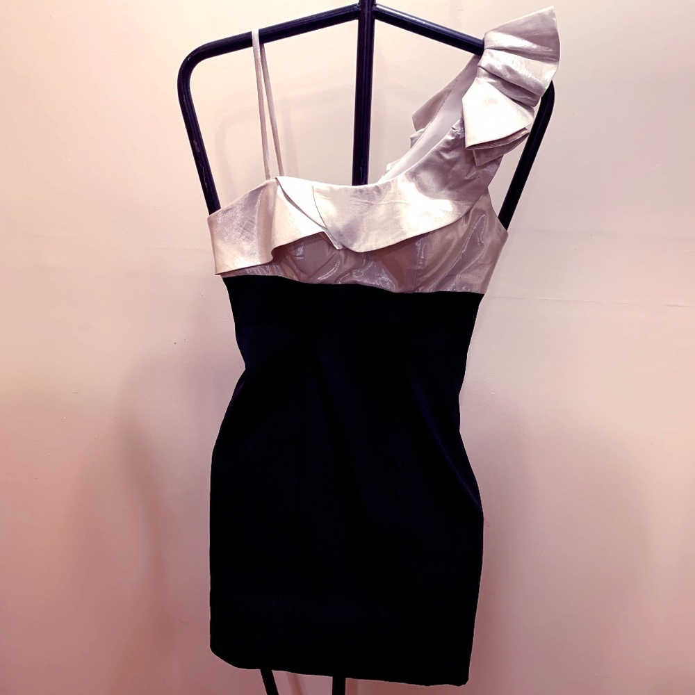Dave and Johnny Black and Silver Cocktail Dress